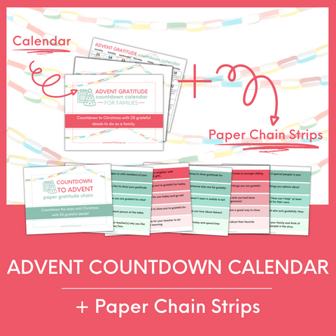 LITTLE Shop | ADVENT 2022 | Advent Gratitude Countdown Calendar + Paper Chain Strips | Price $12